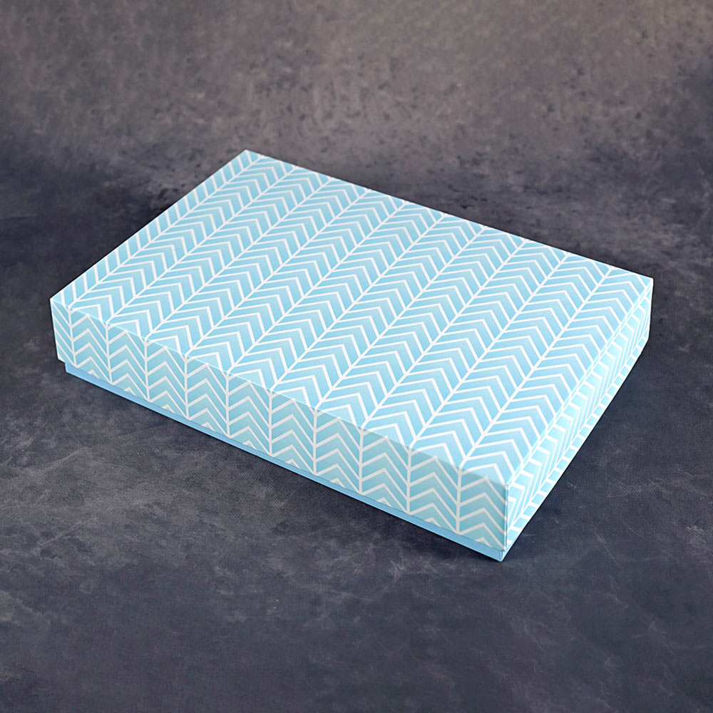 Blue Chevrons Design Medium Rectangle Gift Box (Classic Collection)