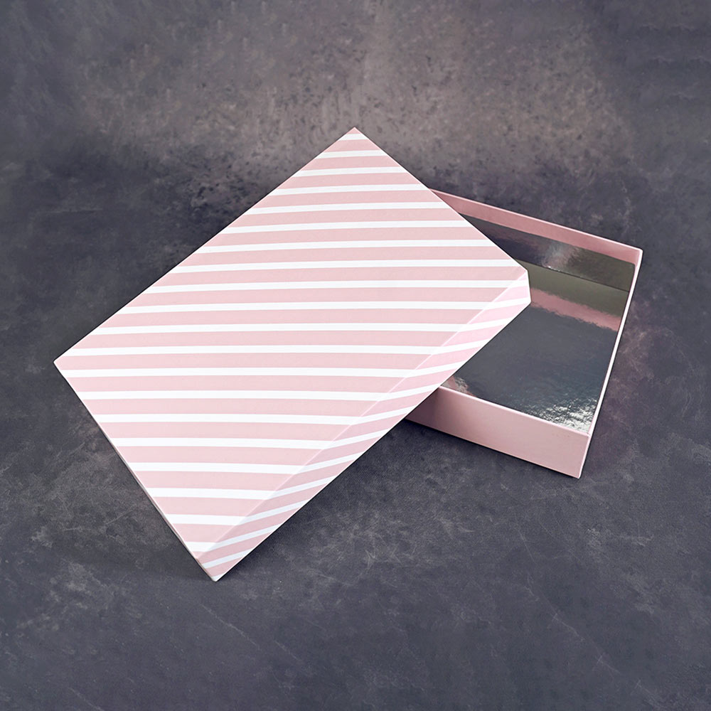 Pinstripe Pink Design Medium Rectangle Gift Box (Classic Collection)