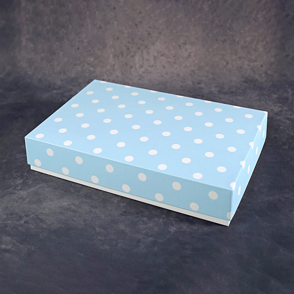 Polka Blue Design Medium Rectangle Gift Box (Classic Collection)