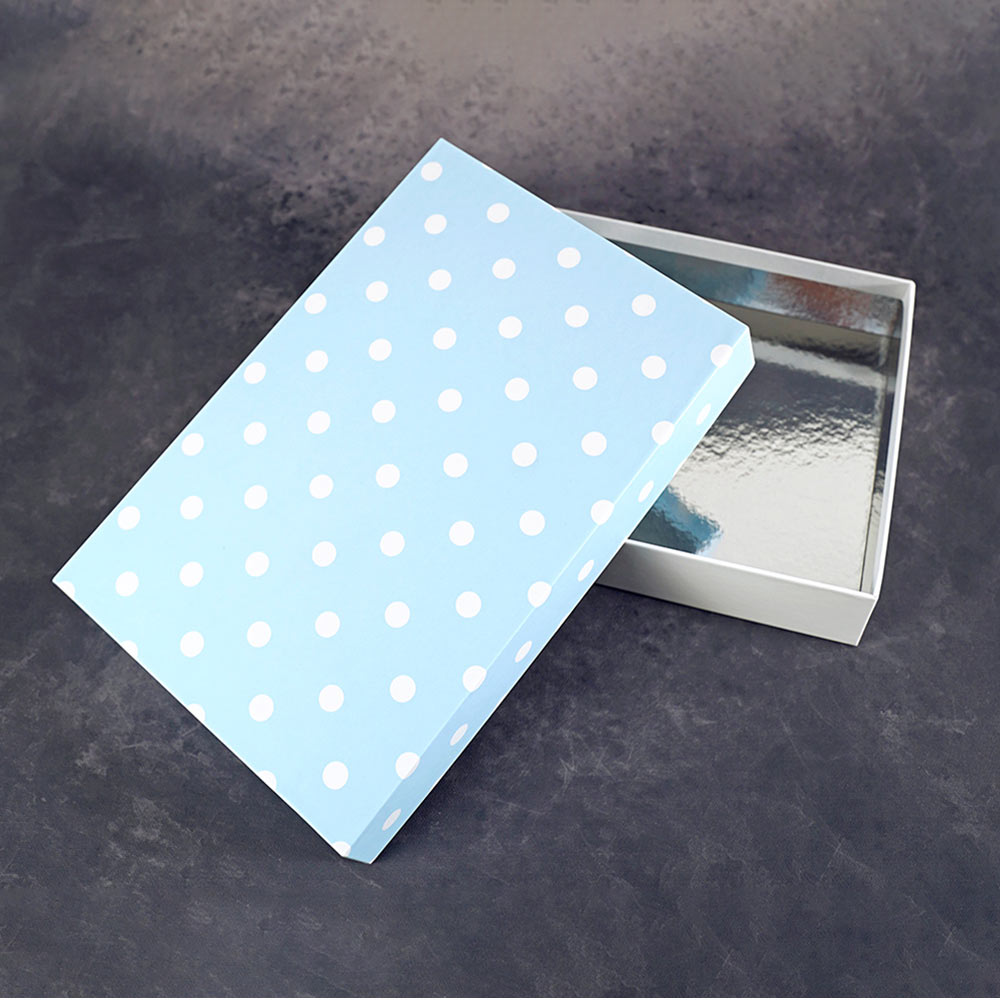 Polka Blue Design Medium Rectangle Gift Box (Classic Collection)
