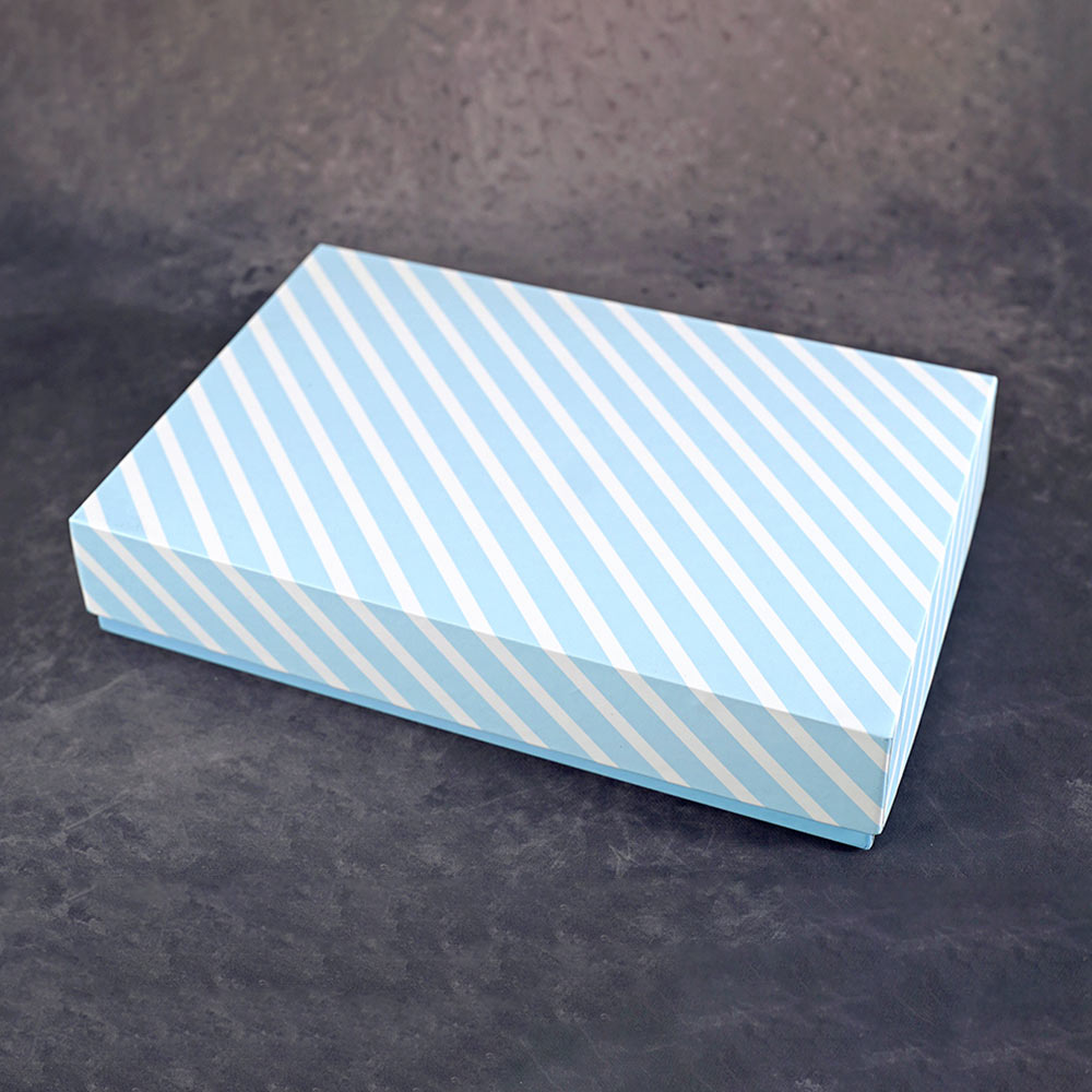 Pinstripe Blue Design Medium Rectangle Gift Box (Classic Collection)