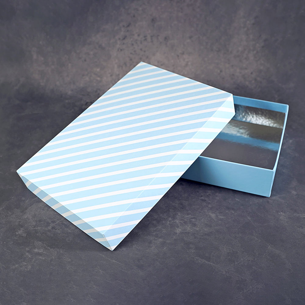 Pinstripe Blue Design Medium Rectangle Gift Box (Classic Collection)