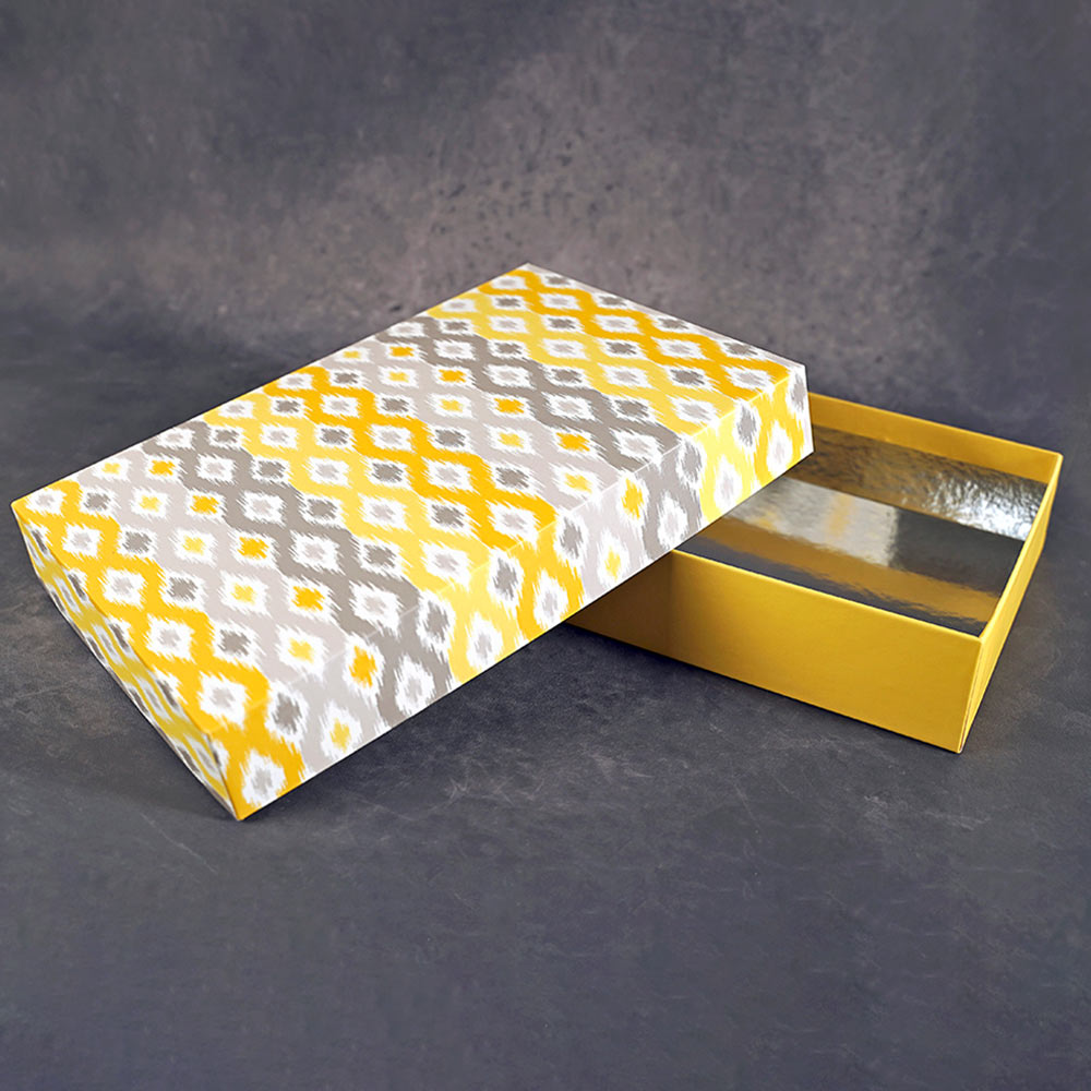 Golden Ikat Design Medium Rectangle Gift Box (Bold Collection)