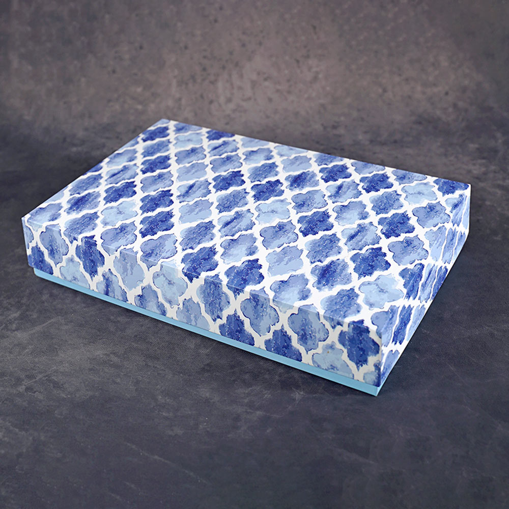 Blue Moroccan Design Medium Rectangle Gift Box (Bold Collection)