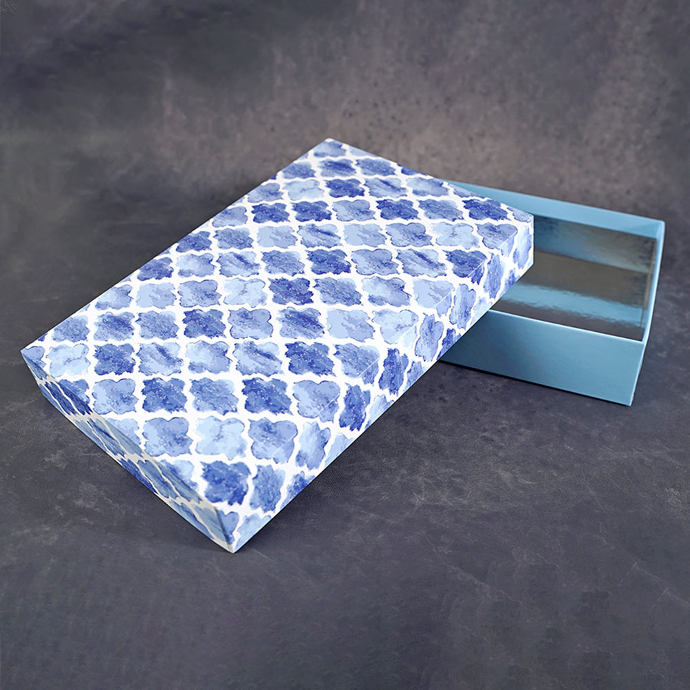 Blue Moroccan Design Medium Rectangle Gift Box (Bold Collection)