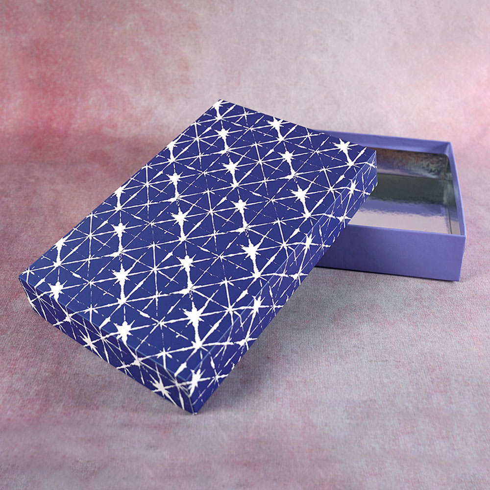 Indigo Shibori Design Medium Rectangle Gift Box (Bold Collection)