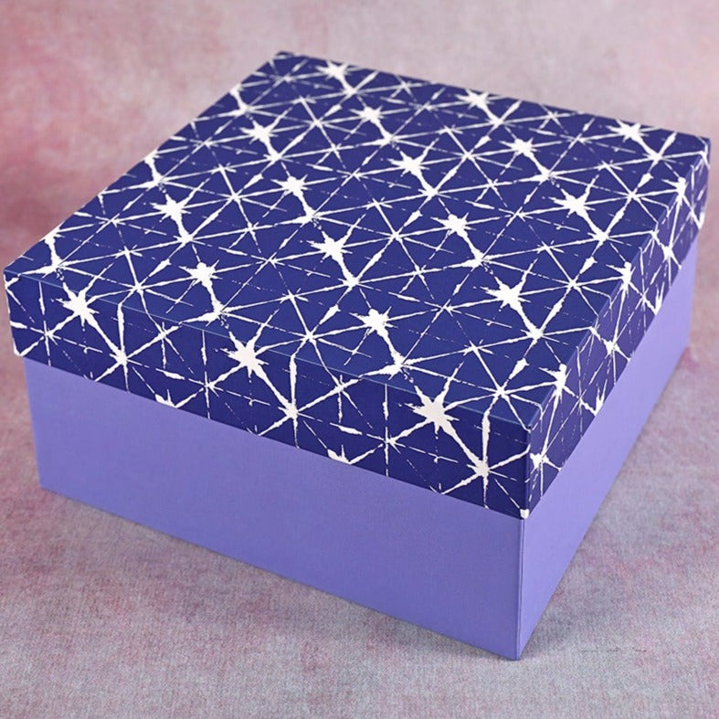 Indigo Shibori Design Tall Square Gift Box (Bold Collection)