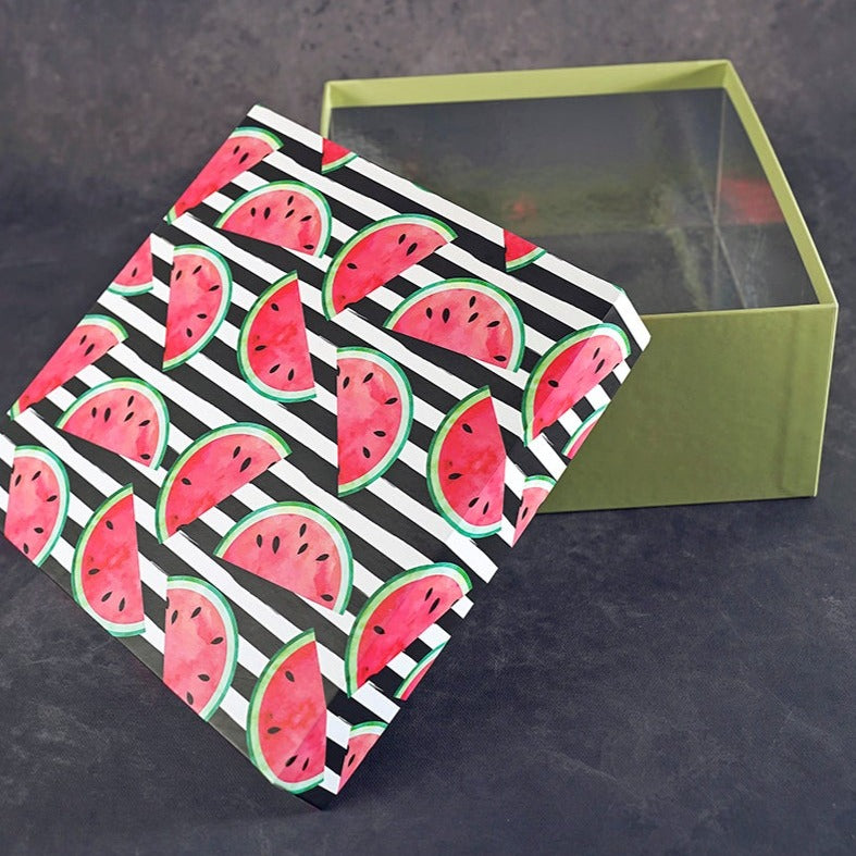 Punchy Watermelon Design Tall Square Gift Box (Playful Collection)