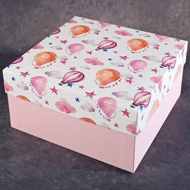 Hot-Air Balloons Design Tall Square Gift Box (Playful Collection)