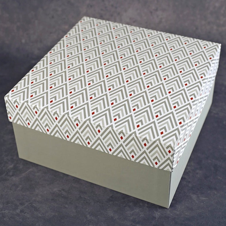 Art Deco Grey Design Tall Square Gift Box (Classic Collection)