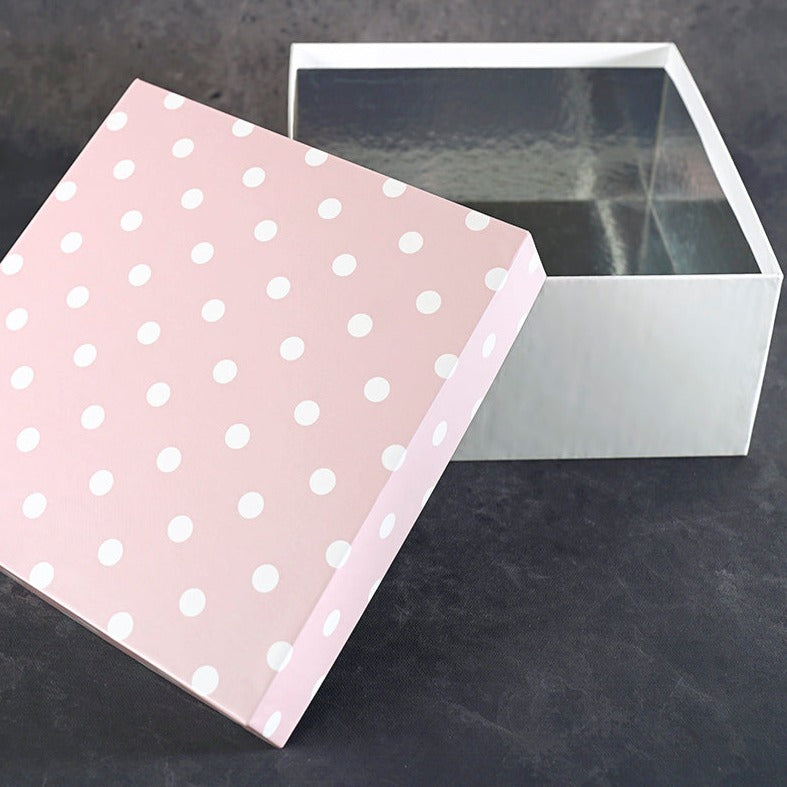 Polka Pink Design Tall Square Gift Box (Classic Collection)