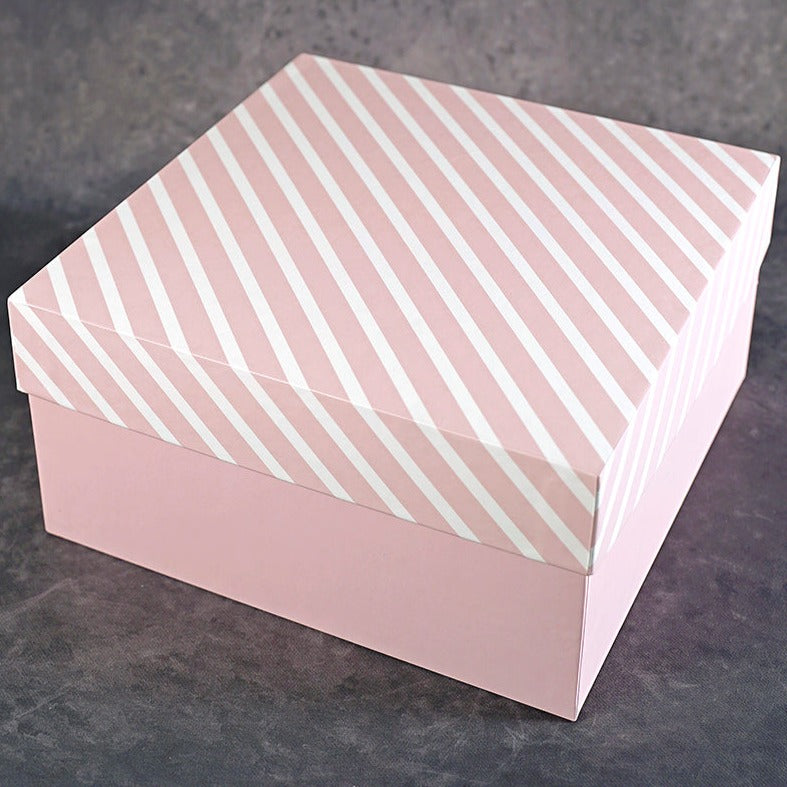 Pinstripe Pink Design Tall Square Gift Box (Classic Collection)