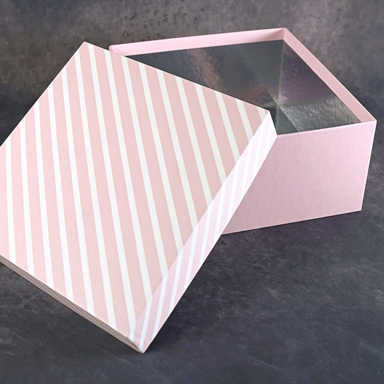 Pinstripe Pink Design Tall Square Gift Box (Classic Collection)