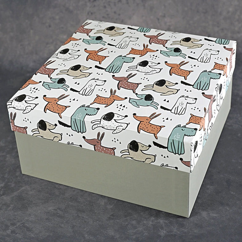 Puppy Love Design Tall Square Gift Box (Playful Collection)
