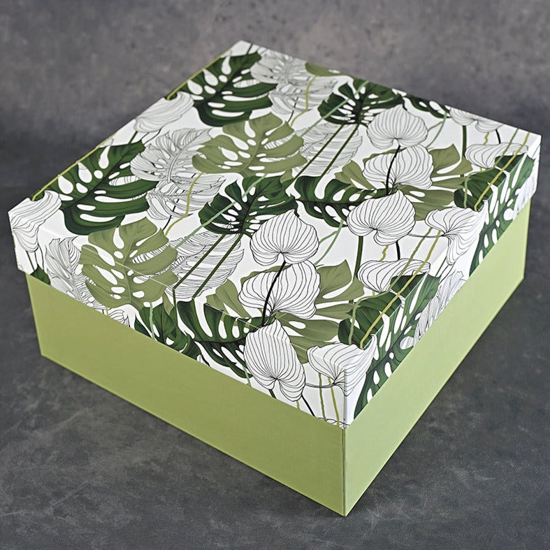 Green Profusion Design Tall Square Gift Box (Bold Collection)