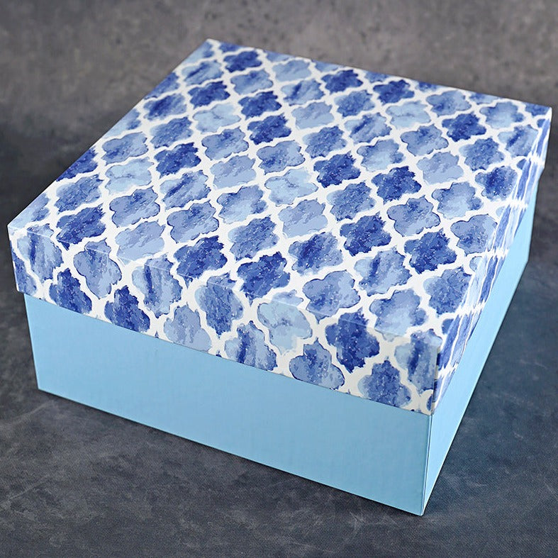 Blue Moroccan Design Tall Square Gift Box (Bold Collection)