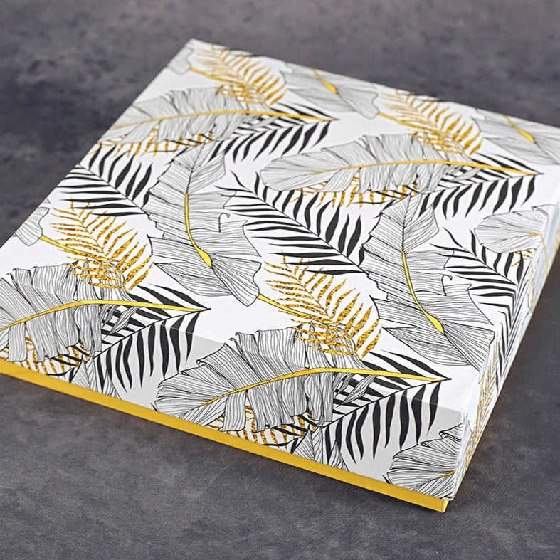 Golden Fronds Design Square Gift Box (Bold Collection)