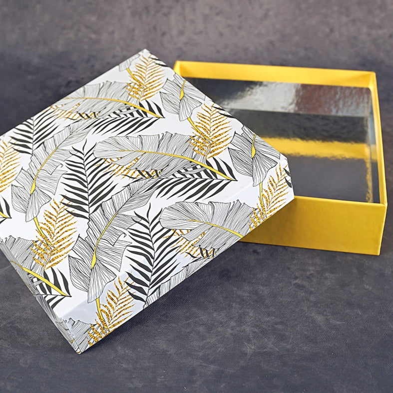 Golden Fronds Design Square Gift Box (Bold Collection)