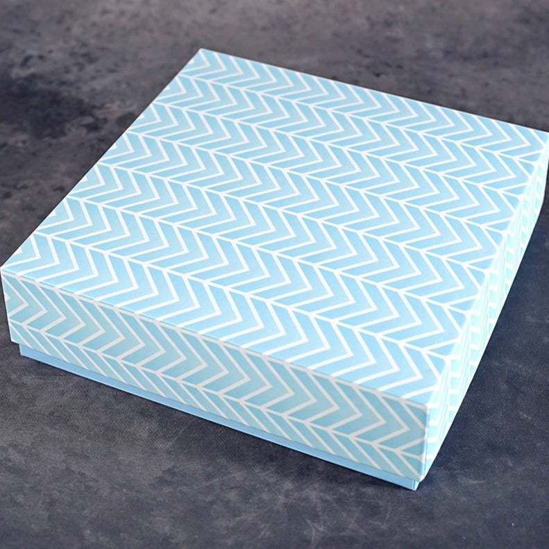 Blue Chevrons Design Square Gift Box (Classic Collection)