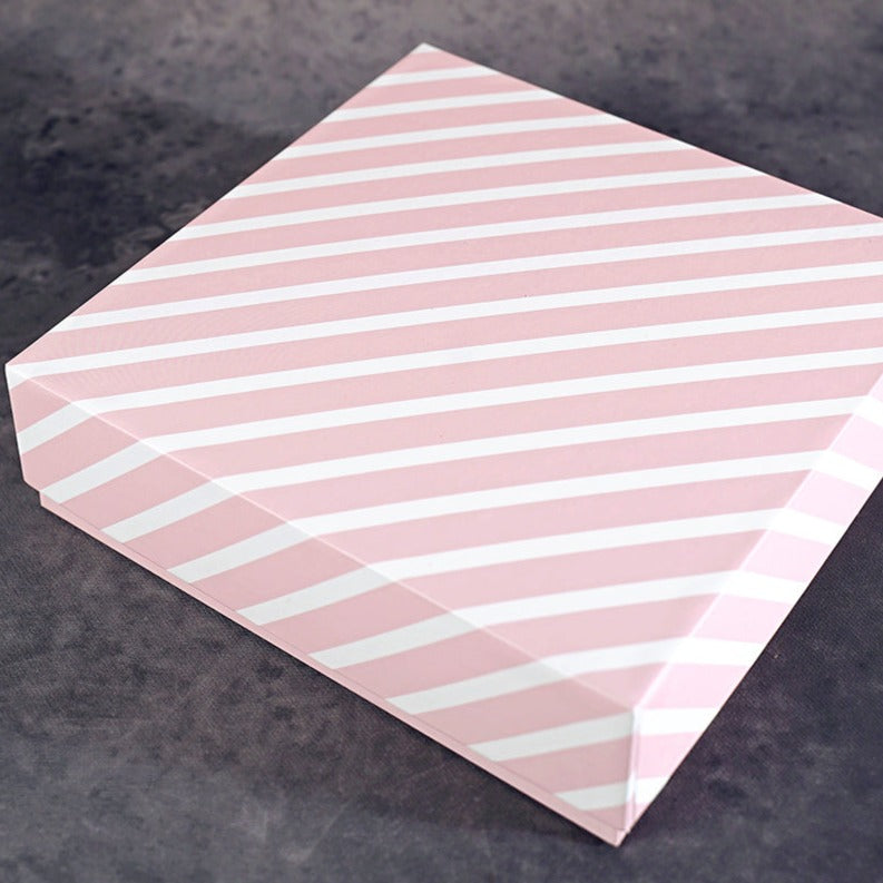 Pinstripe Pink Design Square Gift Box (Classic Collection)
