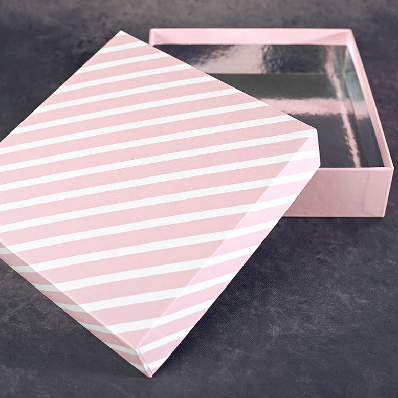 Pinstripe Pink Design Square Gift Box (Classic Collection)