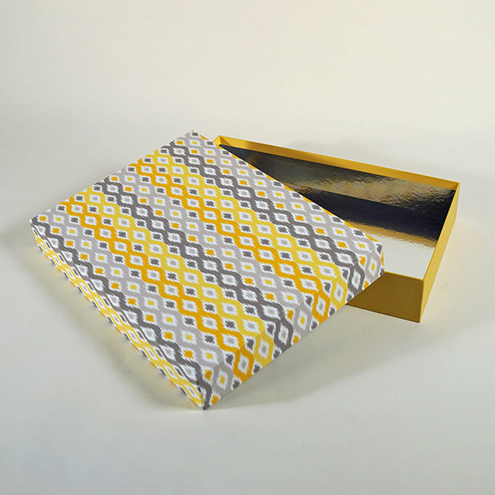 Golden Ikat Design Large Rectangle Gift Box (Bold Collection)