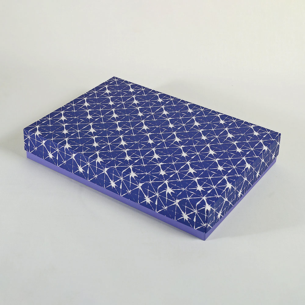 Indigo Shibori Design Large Rectangle Gift Box (Bold Collection)
